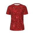 thumbnail image 5 of Wukai Red Glitter Print Men's Short-Sleeved Mesh T-Shirt,Quick-Dry Short Sleeve Workout T-Shirt-X-Small, 5 of 8