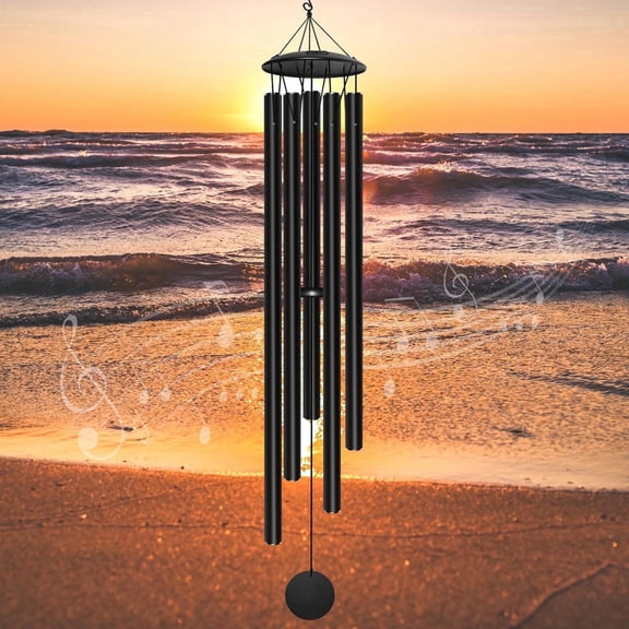 ANLTDTC 68" Extra Large Wind Chimes for Outside Deep Tone,Big WindChimes for Outdoor Porch Garden Patio Balcony Decor, Deep Tone Wind Chimes (Black)