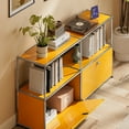 thumbnail image 6 of Cottinch 2-Tier Accent Cabinet,Metal Storage Cabinets with 2 Doors,Open Shelf,Freestanding Organizer for Living Room,Yellow, 6 of 7