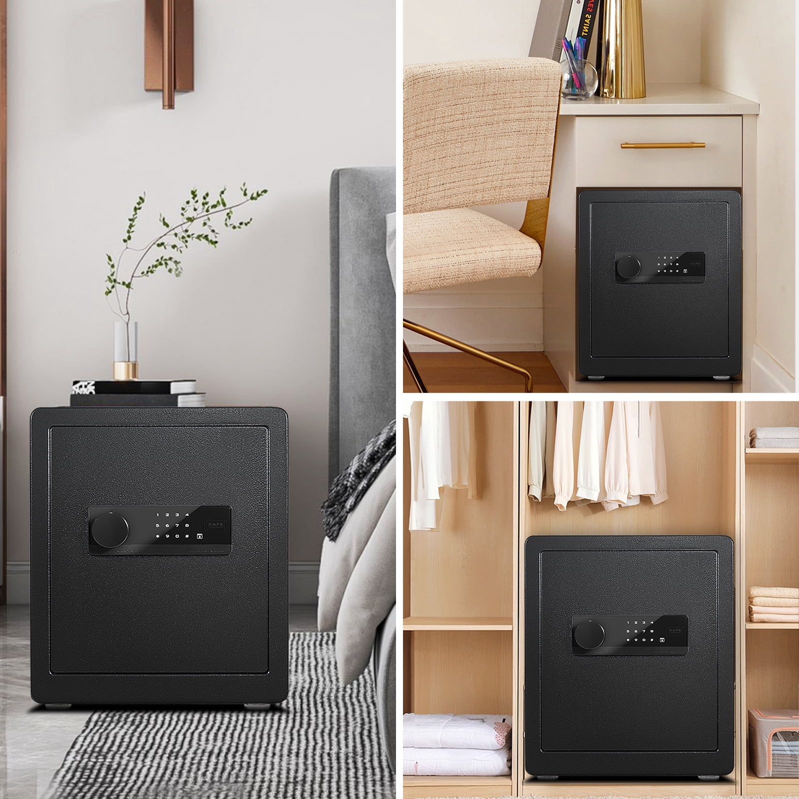 2.0 Cub Safe Box, Digital Home Safe with Two Removable & Adjustable Shelf, Safe for Home with Mute Mode & Dual Alarm, Money Safe Box with 4 Solid Living Bolts and Velvet Interior