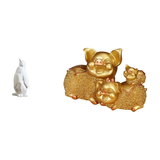 Estatua coleccionable de pingüino y cerdo, escultura decorativa de resina, adorno para mesa, dormitorio, oficina, estantería, entrada de mesa