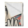 thumbnail image 2 of Vintage Soft Flannel Fleece Throw Blanket, Retro Cinema Movie Vintage Paper Texture Hollywood Stars Theme Image Print, Cozy Plush for Indoor and Outdoor Use, 60" x 80", Brown Ecru Grey, by Ambesonne, 2 of 5