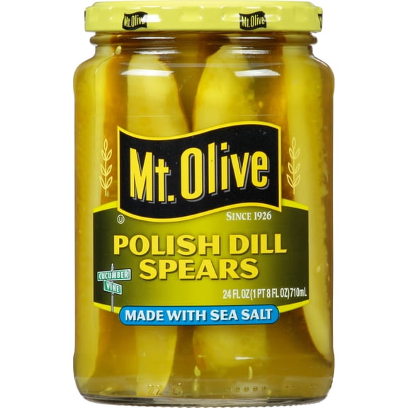 Mt. Olive Fresh Pack Polish Dill Spears Sea Salt Pickles, 24 fl oz Jar
