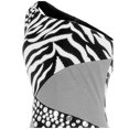 thumbnail image 2 of Angel-fashions Women's One Shoulder Rhinestone Splicing Slit Dresses Zebra Pattern Long Prom Evening Party Gown High Slit Club Latin Dance Dress Stage Outfits Slim Fitted Summer Dress Grey X-Large, 2 of 5