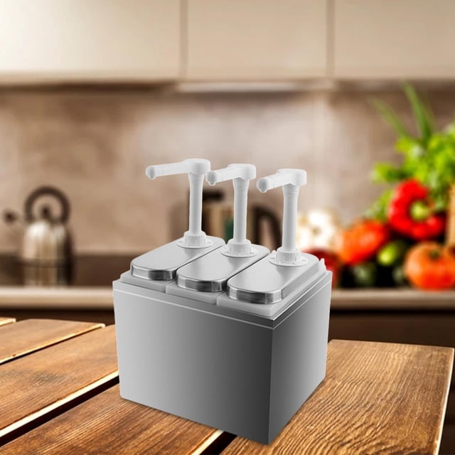 Dispensador de salsas Estación de bombeo de de 1 l, caja exterior de material acero inoxidable de grado alimenticio y caja interior de plástico bomba perfecl Dispensador de salsas