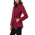 thumbnail image 4 of INSPIRE CHIC Trench Coats with Belt for Women's Shawl Collar A Line Outerwear Winter Jacket Pea Single Breasted Coat L Dark Red, 4 of 6