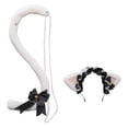thumbnail image 4 of Conjunto de diadema y cola con orejas de gato Accesorios para disfraces Niños Adultos Decoración Tocado Cosplay Orejas de animales Regalo Cola de Rosa Negro Salvador  Traje de juego de cosplay, 4 of 7