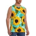 thumbnail image 2 of Fotbe Men's Sunflowers With Green Leaves Print Men's Sleeveless Muscle Tank Tops Casual T-Shirts for Gym Workout Beach-Medium, 2 of 8
