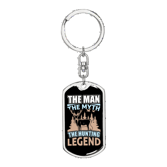 The Man The Legend Stainless Steel or 18k Gold Premium Swivel Dog Tag Keychain