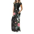 thumbnail image 7 of Wycnly Summer Dresses for Women Vintage Empire Waist Pleated Swing A Line Long Dresses with Pocket 2024 Short Sleeve Round Neck Floral Print Maxi Formal Dress Black s, 7 of 7