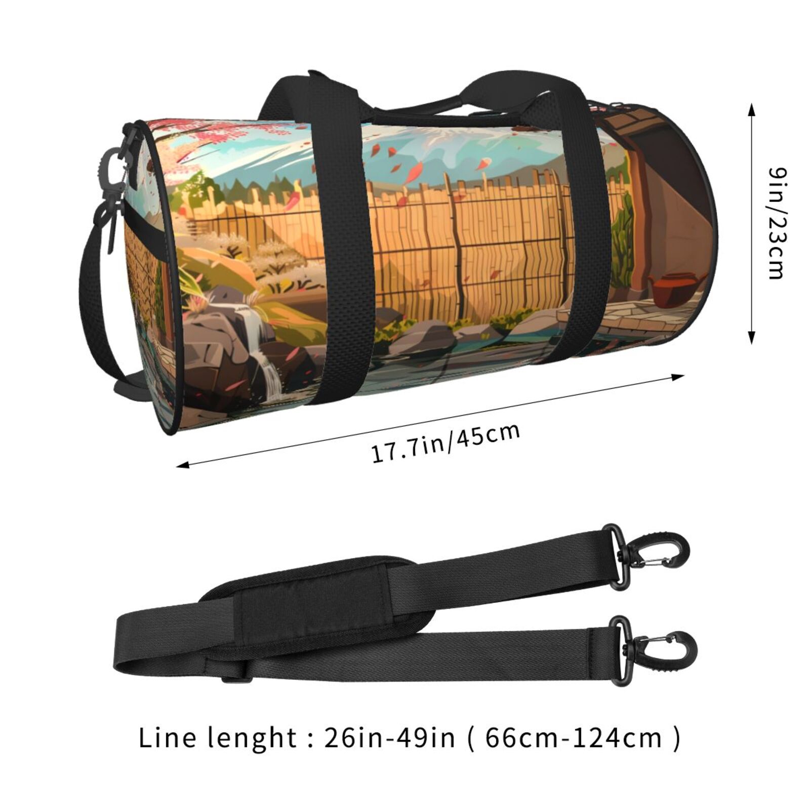 Vsdgher Tranquil Garden Landscape 45L Foldable Duffel Bag, Sports Gym Bag,Overnight Bag, Portable Weekender Bag for Airplanes