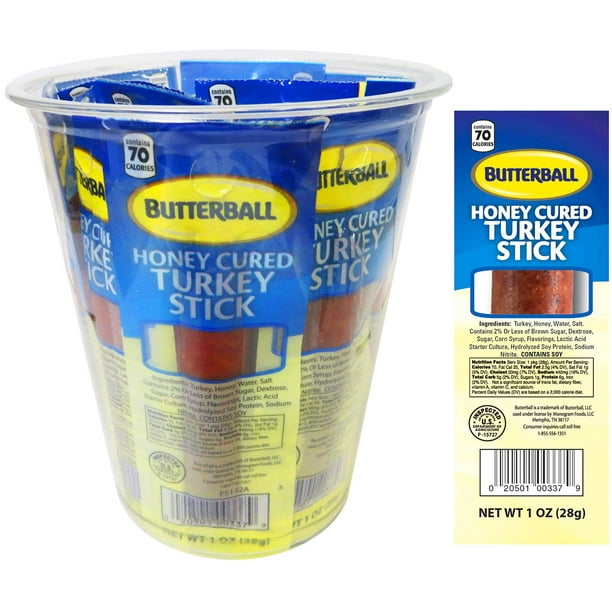 Butterball Honey Turkey Sticks 1 Ounce Meat Sticks 15 Count Tub