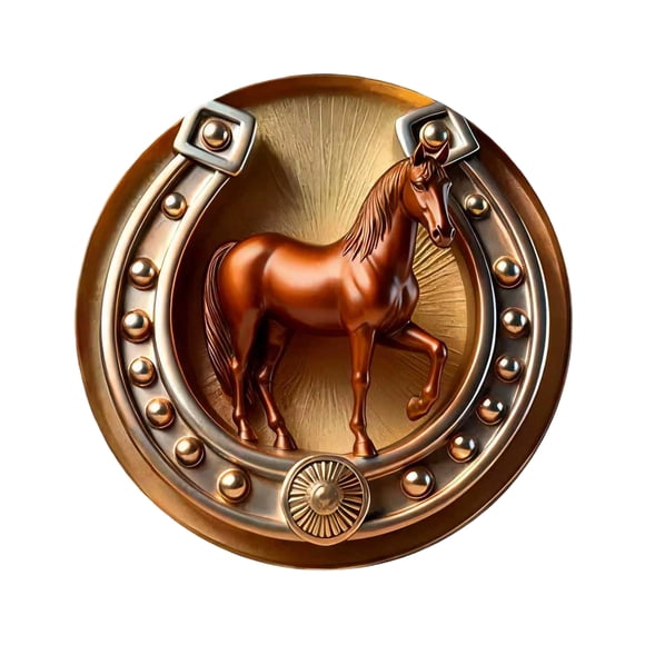 Hioecau Brooch Pin Golden Horseshoe Design Scratch Resistant Brooch Round Shape Lapel Badge Clothes Accessories
