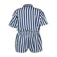 thumbnail image 3 of Men ‘s Summer Playsuit Stripe Print Short Sleeve Jumpsuit Drawstring Waist One Piece Shorts Set, 3 of 6