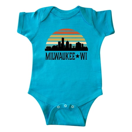

Inktastic Milwaukee Wisconsin Skyline Retro Sunset Gift Baby Boy or Baby Girl Bodysuit