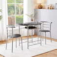 thumbnail image 1 of Yaheetech 3 Piece Dining Table Set with Steel Legs, Black, 1 of 8