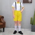 thumbnail image 4 of Boys Wedding Formal Outfits 3 Piece Dresswear Suit Set Toddler Dress Shirts Bowtie Suspender Shorts Gentleman Clothes 3-4 Years, Yellow, 4 of 4