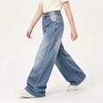 thumbnail image 6 of YUANxueke Girls High Waist Jeans Fashion Straight Wide Leg Denim Pants Casual Fall Winter Outfit Trousers, 6 of 6