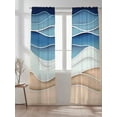 thumbnail image 2 of Light Blue Ripple Sheer Curtains 2 Panels Set Light Blue Gradient Abstract Line Lihgt Filtering Rod Pocket Voile Drape, Semi Sheer Window Curtains for Bedroom Living Room, 52"x108", 2 of 5