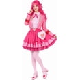 thumbnail image 3 of Satmonnus Women's Pink Princess Costume Set, Adult Halloween Cosplay Outfit with Heart Print Jacket, Layered Skirt & Fuzzy Bag, Fancy Dress Up for Themed Parties, 3 of 7