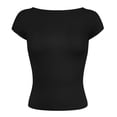 thumbnail image 4 of Kureaily Womens Backless Tops Open Back Shirts Summer Crop Tops Short Sleeve Cute Clothes Tops Solid Color T shirt, 4 of 4
