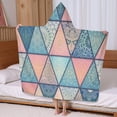 thumbnail image 5 of Pink and Blue Triangular Floral Boho Pattern Hooded Bath Towel，60"x35" for Ages 3 To 12 Kids, Quick Dry Lightweight Soft Microfiber Hood Beach Towel Cover Up for Kids, 5 of 7