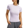 thumbnail image 2 of ASDFVBKG Women's Compression Shirts 3 Pack Short Sleeve Dry Fit Athletic Tight Base Layer for Running Gym Yoga Light Purple S, 2 of 4