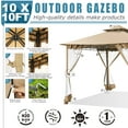 thumbnail image 3 of HOTEEL 10x10ft Metal Patio Gazebo, Outdoor Gazebo Canopy Tent for Backyard with Mosquito Netting, Gazebos Shelter with Steel Frame, Patio Covers for Shade and Rain, Khaki, 3 of 11
