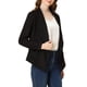 thumbnail image 4 of Blazer de ante sintético para mujer INSPIRE CHIC, con drapeado, cuello, mangas largas y abertura frontal, talla XS, color negro, 4 of 7