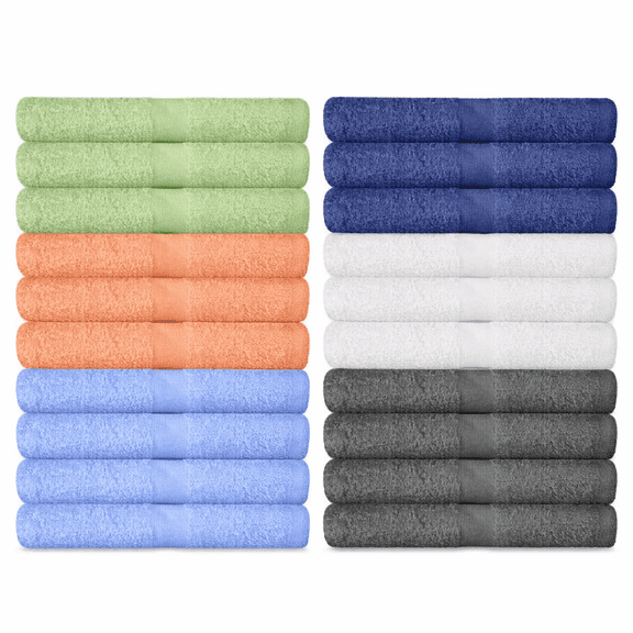 Washcloths 24 Pack Cotton - Soft Absorbent Spa and Face Towels, Multicolor Wash Cloths for Bathroom by Springfield Linen