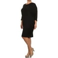 thumbnail image 2 of Women's Casual Solid Plus Size Loose Fit Long Sleeve Dolman Style Midi Dress, 2 of 4