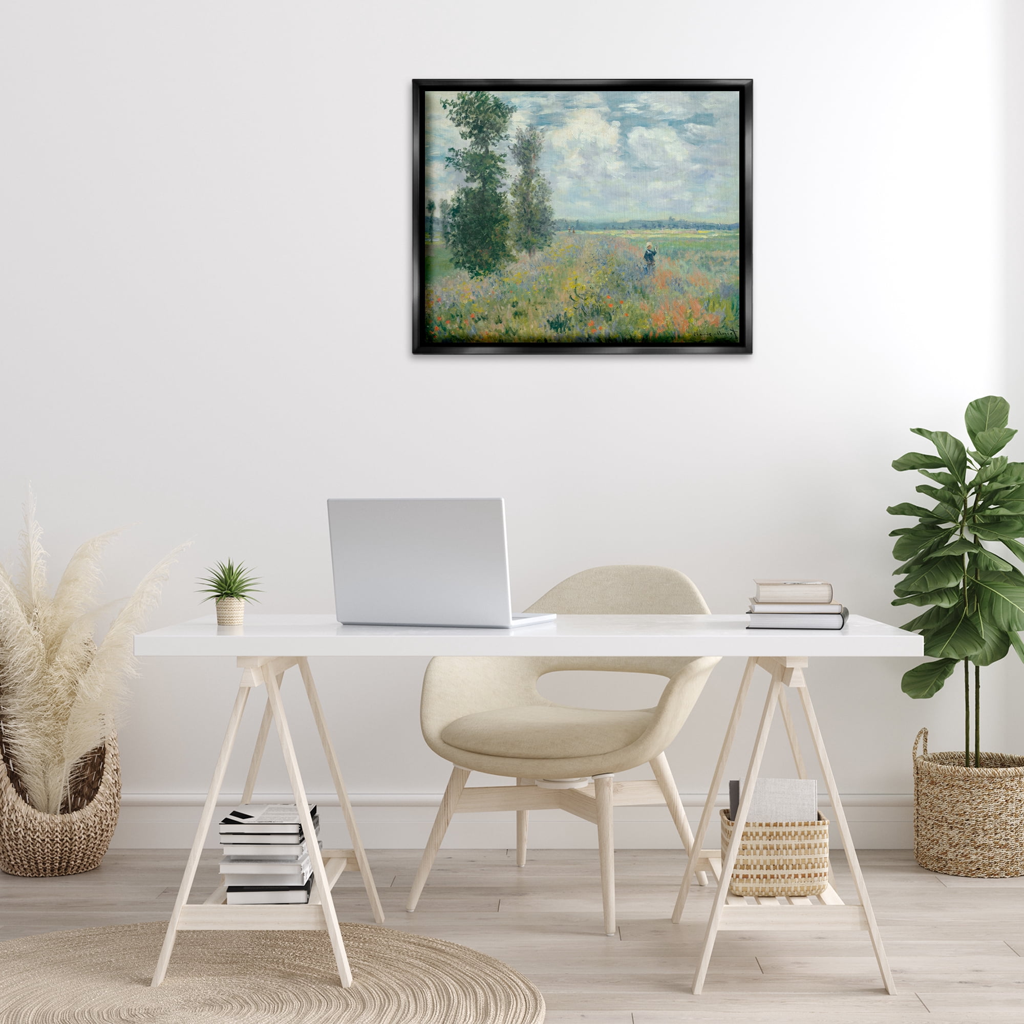 Stupell Industries Classic Poppy Field Near Argenteuil Landscape & Nature Painting Black Floater Framed Canvas Art Print Wall Art, 31 x 25