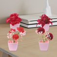 thumbnail image 6 of deevoka 4 Pieces Artificial Flowers Potted Fake Potted Plants for Housewarming Shelf Red, 6 of 9