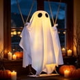 thumbnail image 4 of AYktou Halloween Swinging Ghost Decor, Hanging Ghost Halloween Decor with LED Light, Hanging Fabric Ghost Ornament Indoor Outdoor Tree Yard Porch Spooky Holiday Decor, No Remote control, 4 of 6
