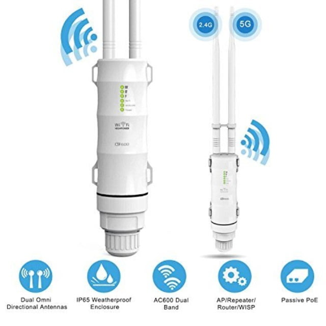 Outdoor WiFi Extender, High Power AC600 Dual Band Outdoor Outdoor WiFi Extender, High Power AC600 Dual Band Outdoor