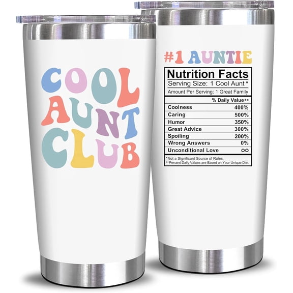 NewEleven Tumbler Cool Aunt Club Birthday Gift from Niece and Nephew 20oz Stainless Steel
