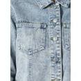 thumbnail image 5 of Chaqueta de mezclilla recortada de manga larga con dobladillo deshilachado para mujer INSPIRE CHIC L Azul claro, 5 of 5