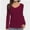 Burgundy, variant on Long Sleeve Shirts for Women Sexy V Neck Tops Fitted Tight T Shirts Basic Tee