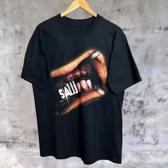 RARE Saw Movie Black Short Sleeve Cotton T-shirt Unisex S-5XL