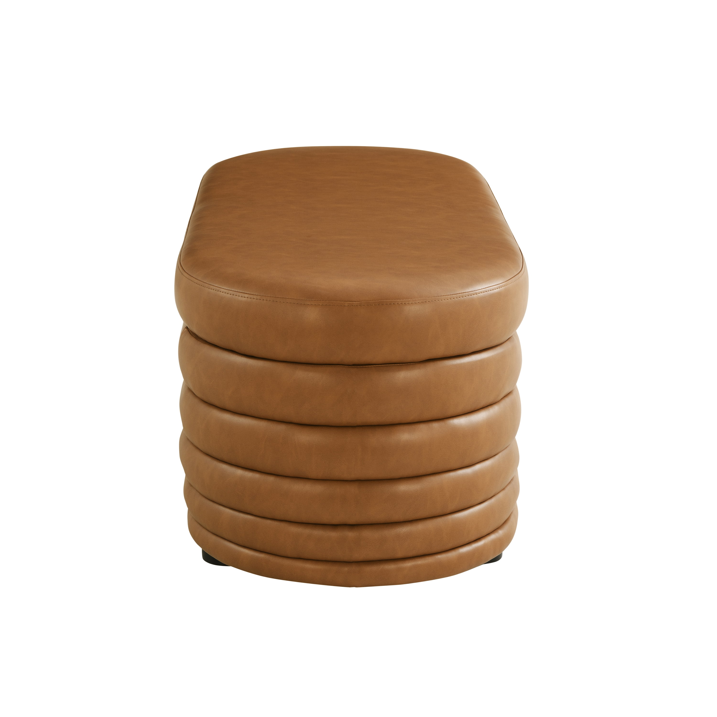 Studio Living Livingston Modern Storage Ottoman, Carmel Faux Leather