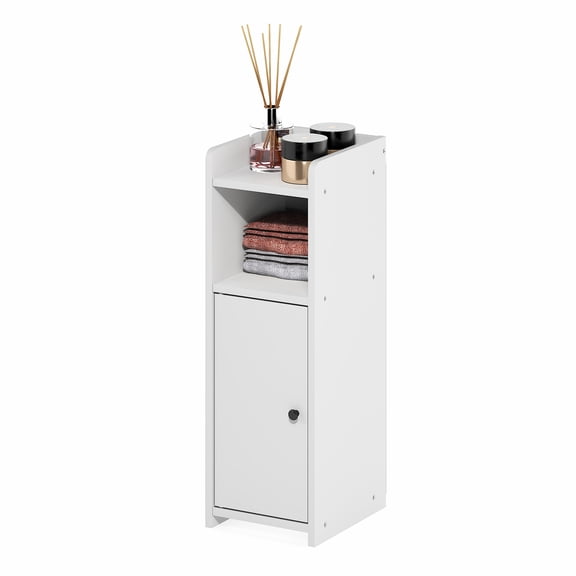Furinno FULDA 4-Tier Narrow AdJUSTable Shelves Bathroom Cabinet White