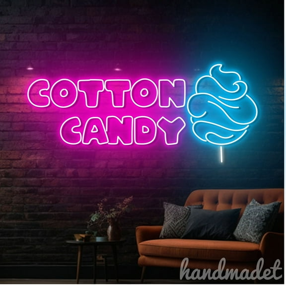Handmadetneonsign Cotton Candy Neon Sign, Candy Store Neon Wall Art Decor, Candy Shop Wall Decor 64979