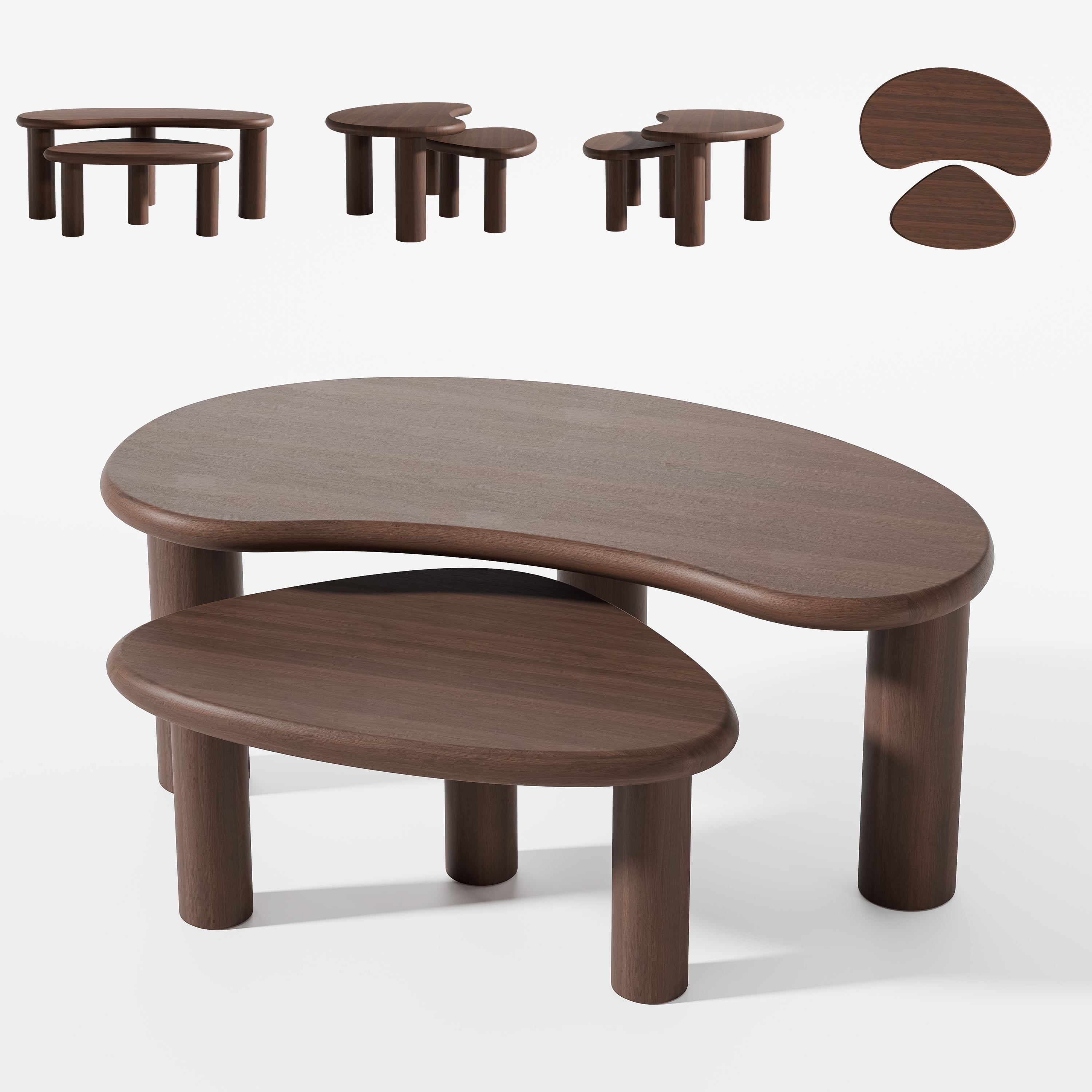 MAYEERTY 34" × 25" × 13" Wooden Coffee Table, Walnut