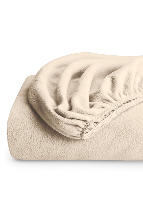 Cozy Fleece Fitted Sheet - Extra Plush Polar Fleece - Deep Pocket Bed Sheet - Queen, Sand
