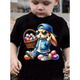thumbnail image 1 of Easter boys' Cotton T-shirt Cartoon Rabbit Print for Comfortable And Casual Round Neck Short Sleeves, 1 of 6