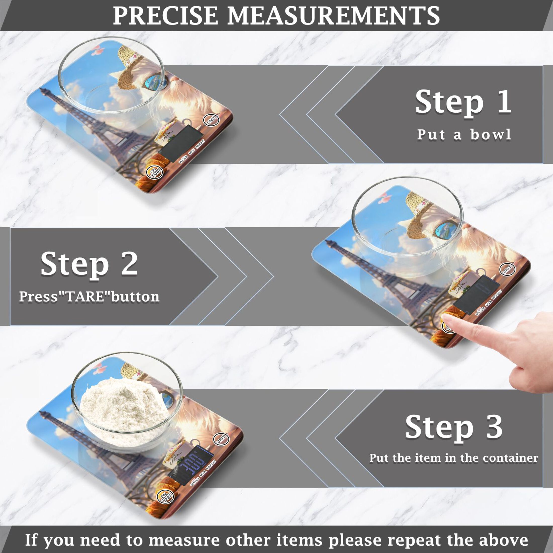 Cat Tower Flowers Food Scale Digital Kitchen Scale Waterproof Tempered Glass Tare Function 11 lb for Baking Cooking Meal Prep