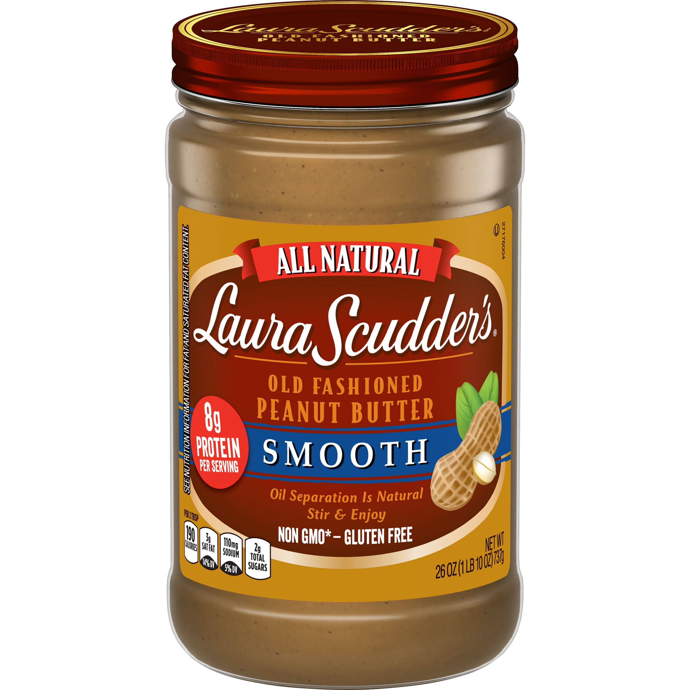 Laura Scudder's Natural Smooth Peanut Butter, 26Ounce Jar