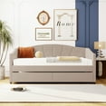 thumbnail image 2 of Upholstered Daybed with 2 Drawers, Modern Twin Size Tufted Velvet Daybed Frame with Wood Slat Support, Dual-use Platform Bed Sofa Bed with Wingback & Armrests for Living Room Bedroom Beige, 2 of 6