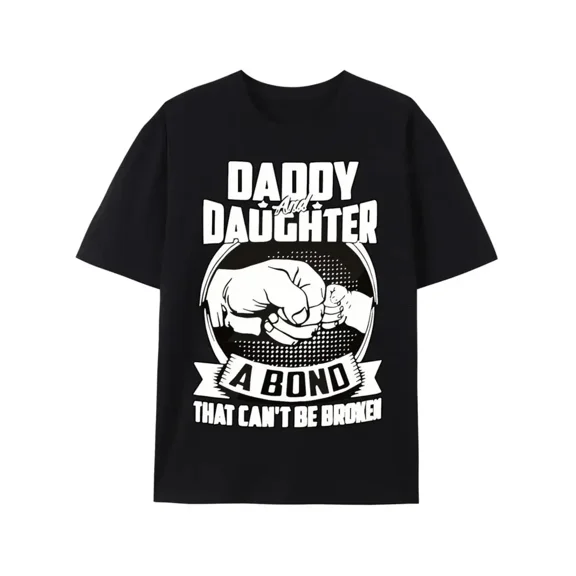 Father Daughter Fist Bump Graphic Men Gift for Dad Casual Short Sleeve Cotton T-Shirt