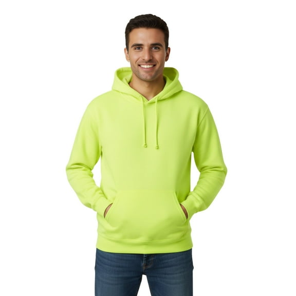 Gildan High Visibility Safety Hoodie Sweatshirt Hi Vis Reflective Sweatshirt for Winter (Safety Green, M)